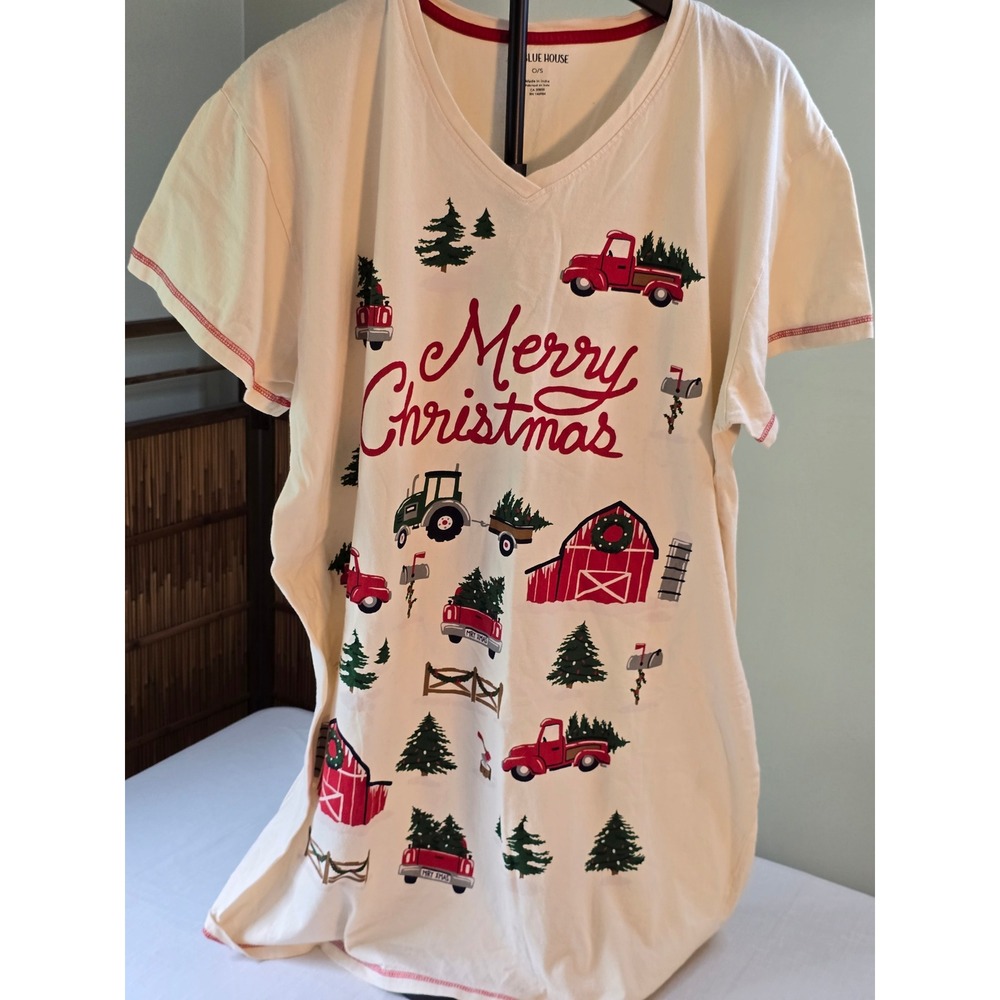 Little Blue House Hatley Merry Christmas Sleep Shirt Red Truck Cotton Nightgown
